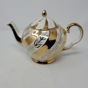 Price & Kensington Gold White Swirls Flowers Teapot & Lid England 9BX5002